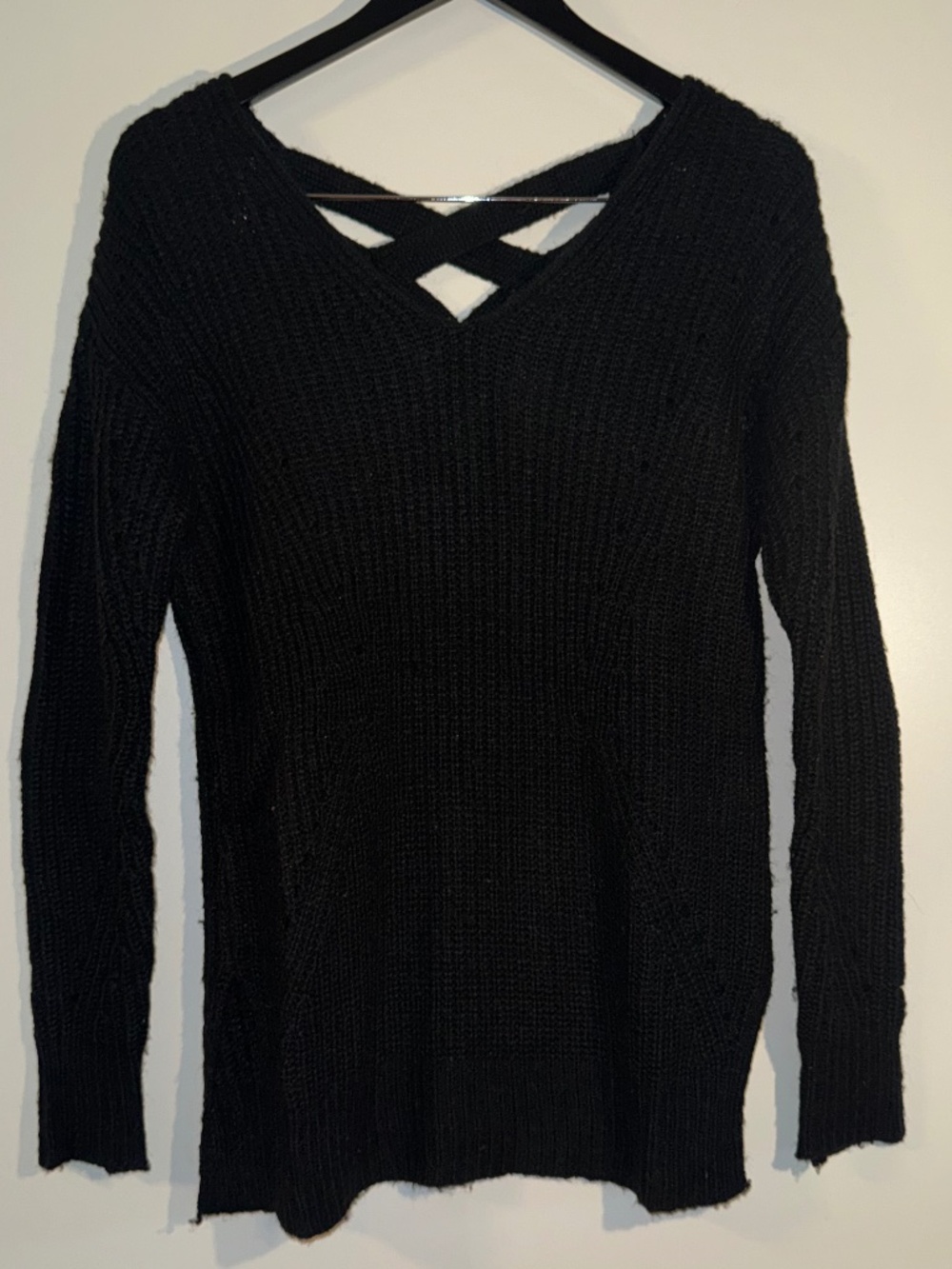Black Knit V-Neck Sweater